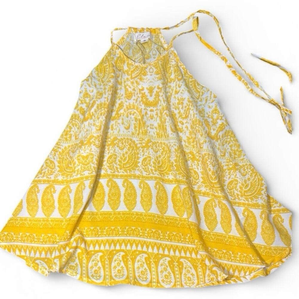 Elan Yellow Paisley Halter Top Small NWT Boho Flowy Tank Summer